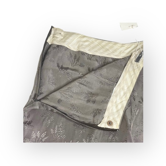 new Vince ⚘ Floral Embroidered Shimmery Silk Duponi Pant Pants ⚘ Gunmetal ⚘ Sml - Picture 10 of 16